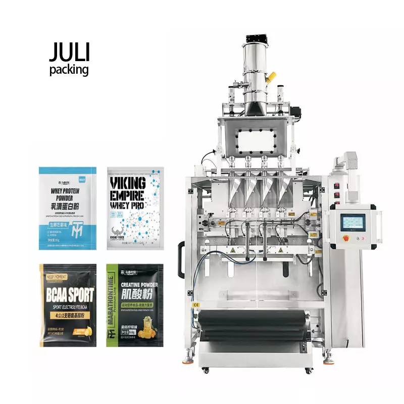 Multi-Lane Vertikale Pulververpackungsmaschine | 50-160 Beutel/Min. für Proteinpulver & Beutel mit Sportergänzungsmitteln